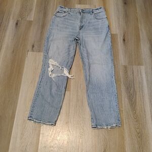 Abercrombie & Fitch Light Blue Distressed Straight Leg Jeans
